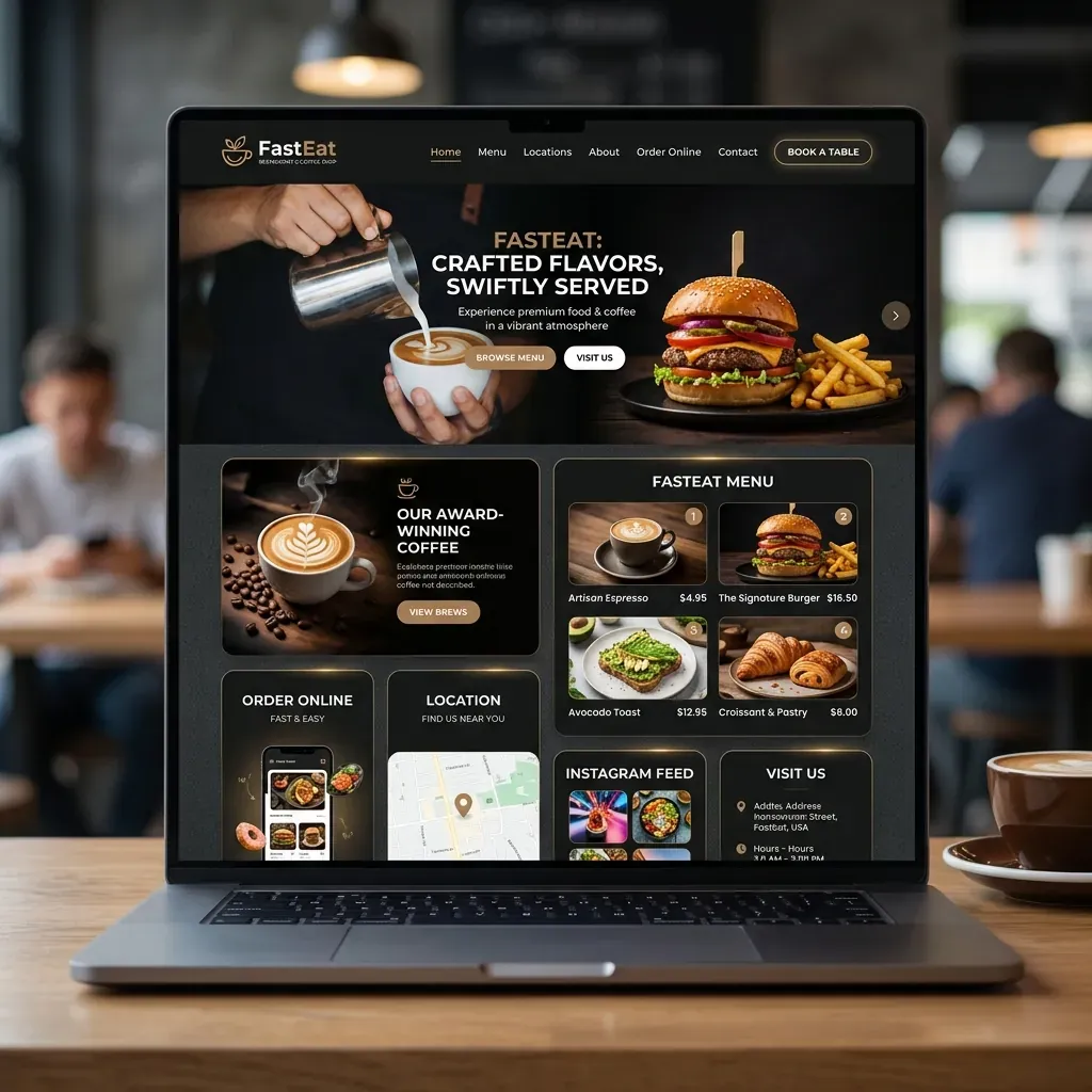 Jasa pembuatan landing page F&B FastEat Cafe & Restaurant konversi tinggi